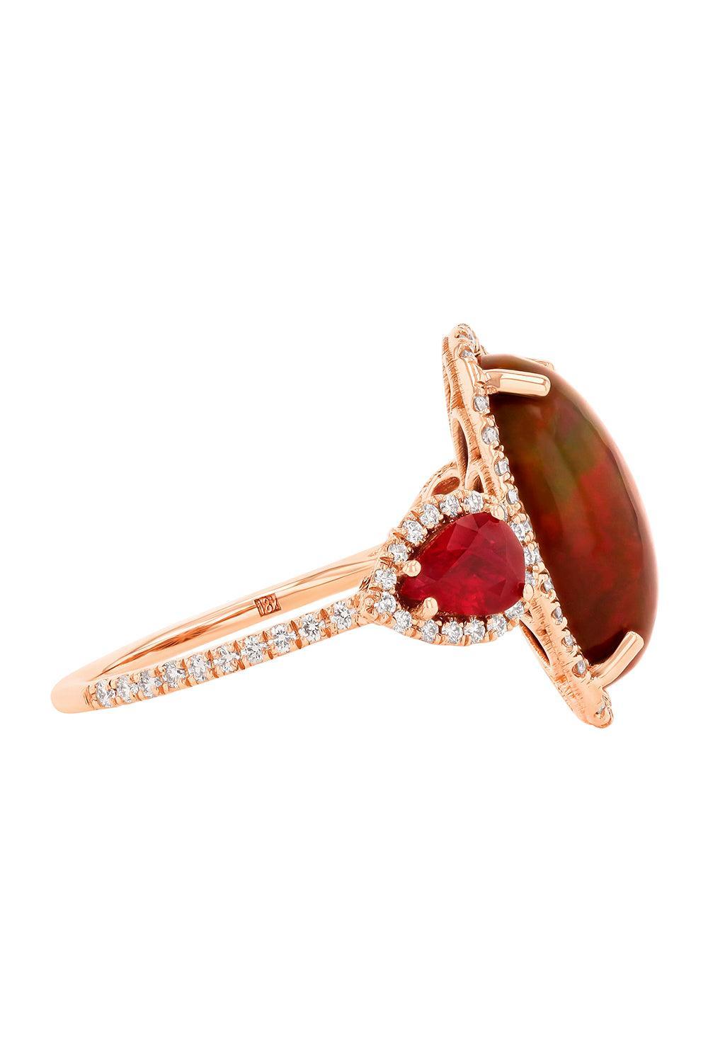 Opal Ruby Diamond Halo Ring-ROSE GOLD-7-JEWELRYFINE JEWELRING-SUZANNE KALAN