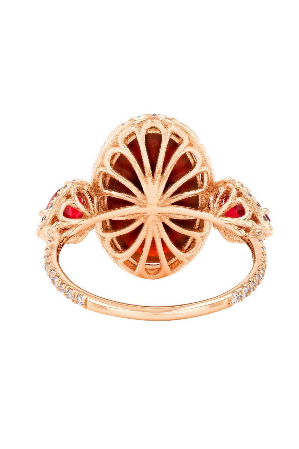 Opal Ruby Diamond Halo Ring-ROSE GOLD-7-JEWELRYFINE JEWELRING-SUZANNE KALAN