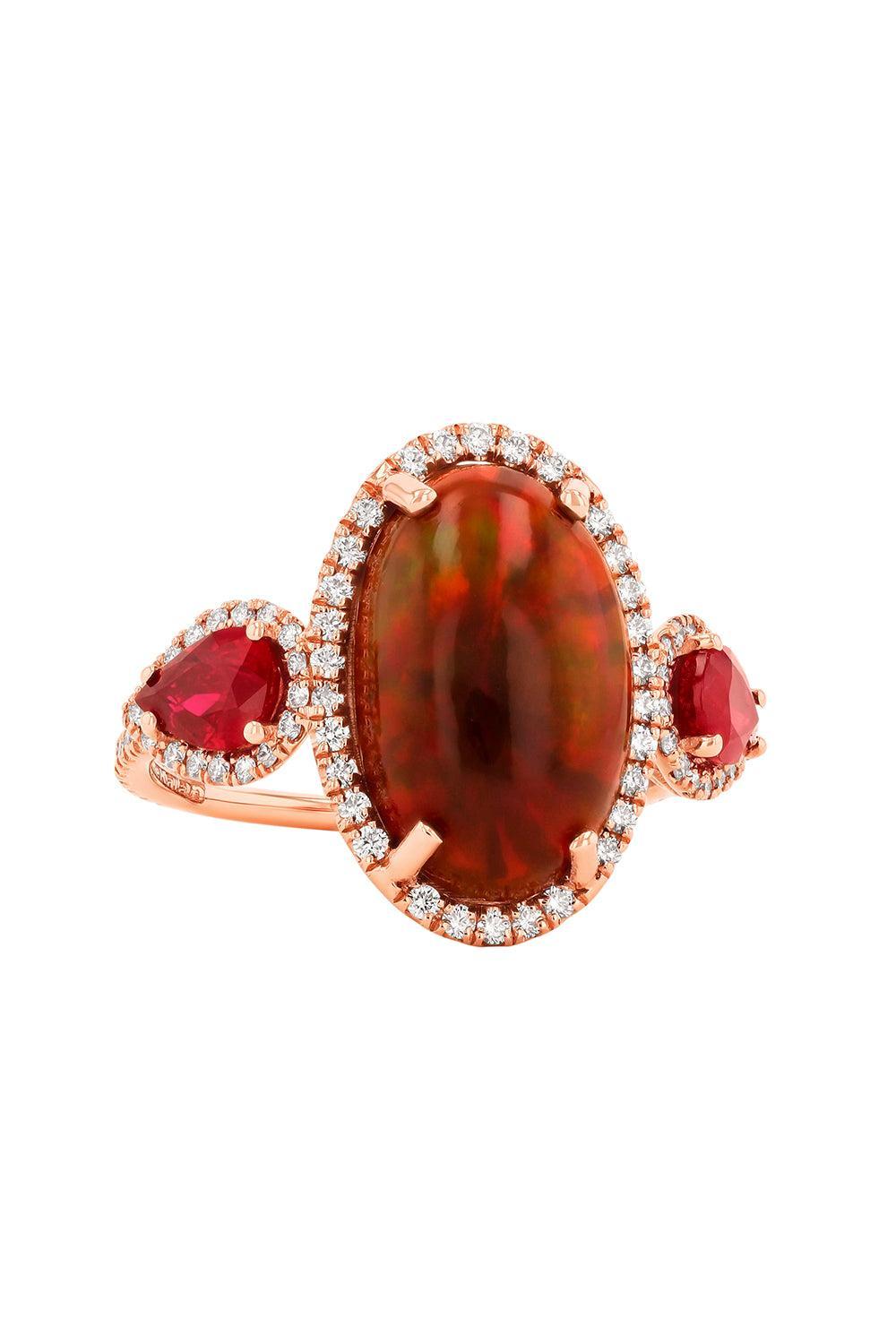 Opal Ruby Diamond Halo Ring-ROSE GOLD-7-JEWELRYFINE JEWELRING-SUZANNE KALAN