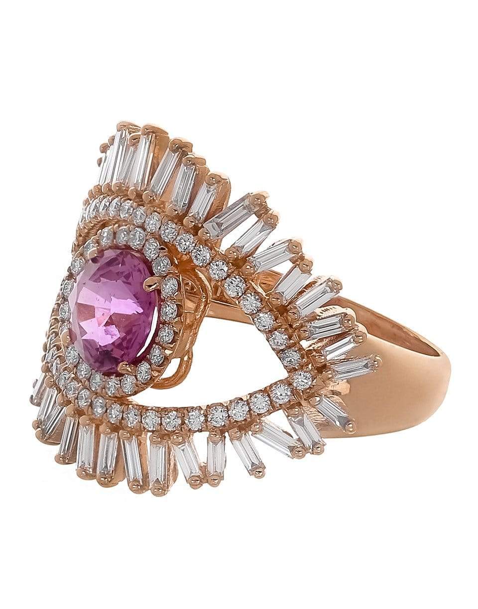 SUZANNE KALAN-Pink Sapphire and Diamond Evil Eye Ring-ROSE GOLD