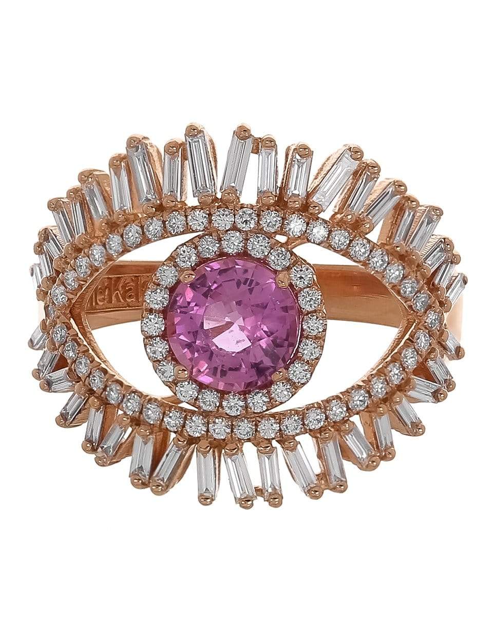SUZANNE KALAN-Pink Sapphire and Diamond Evil Eye Ring-ROSE GOLD