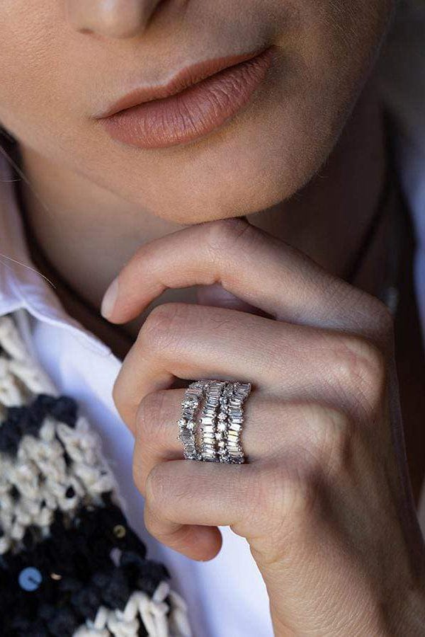 SUZANNE KALAN-Fireworks Cluster Diamond Eternity Band - White Gold-WHITE GOLD