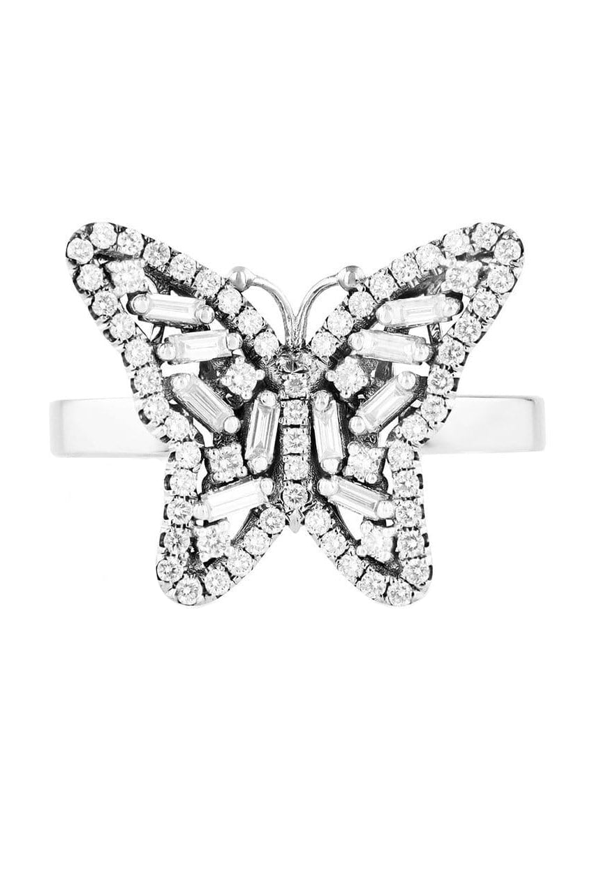 SUZANNE KALAN-Small Diamond Butterfly Ring - White Gold-WHITE GOLD
