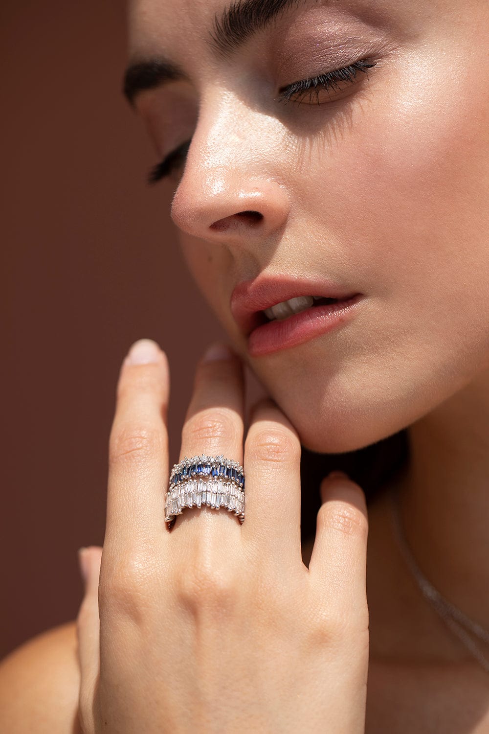 SUZANNE KALAN-Short Stack Blue Sapphire Eternity Band-WHITE GOLD