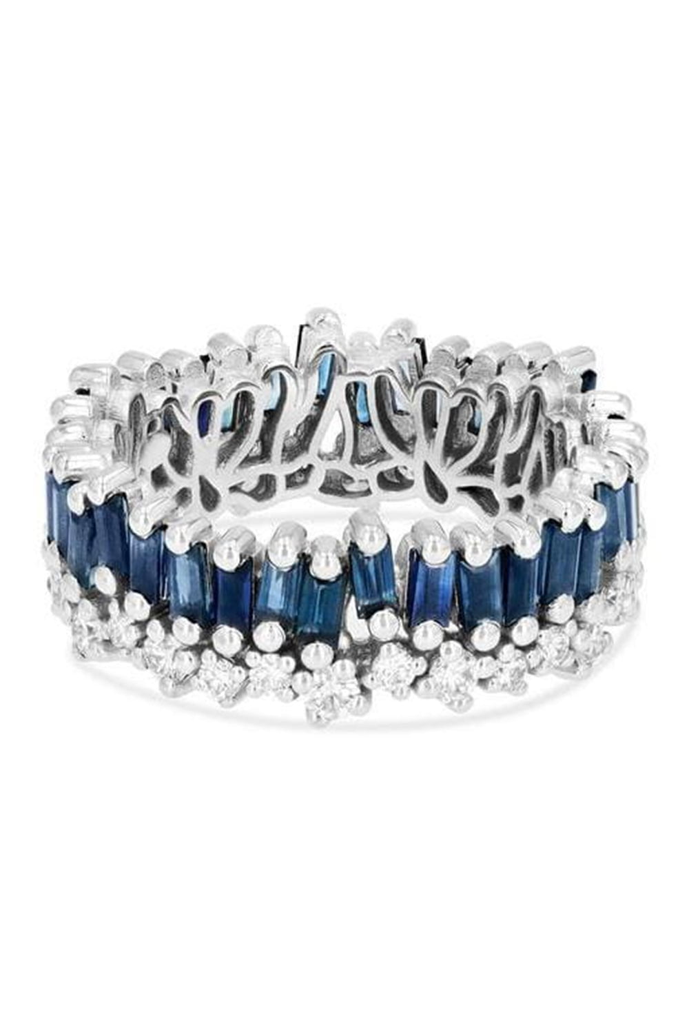 SUZANNE KALAN-Short Stack Blue Sapphire Eternity Band-WHITE GOLD