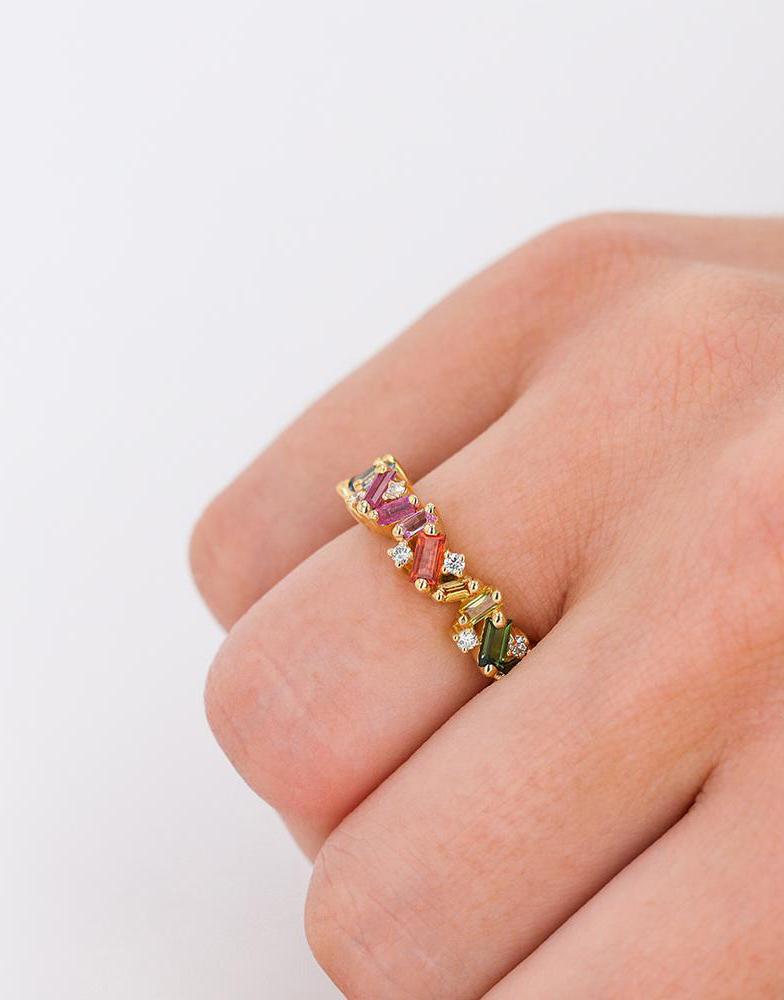 SUZANNE KALAN-Rainbow Sapphire Frenzy Eternity Band-YELLOW GOLD