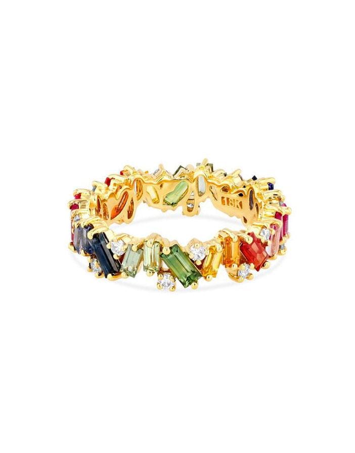 SUZANNE KALAN-Rainbow Sapphire Frenzy Eternity Band-YELLOW GOLD
