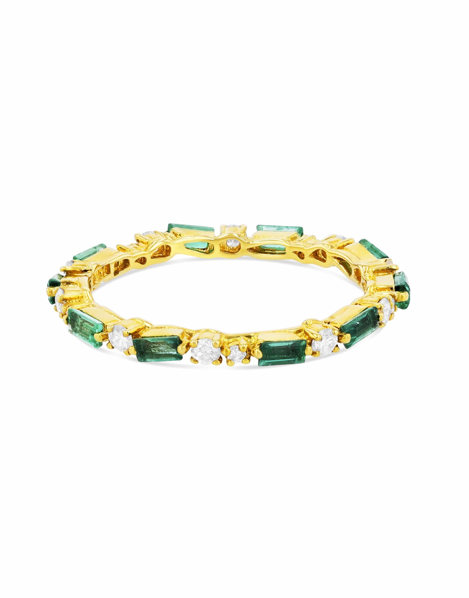 SUZANNE KALAN-Thin Emerald Baguette Band-YELLOW GOLD