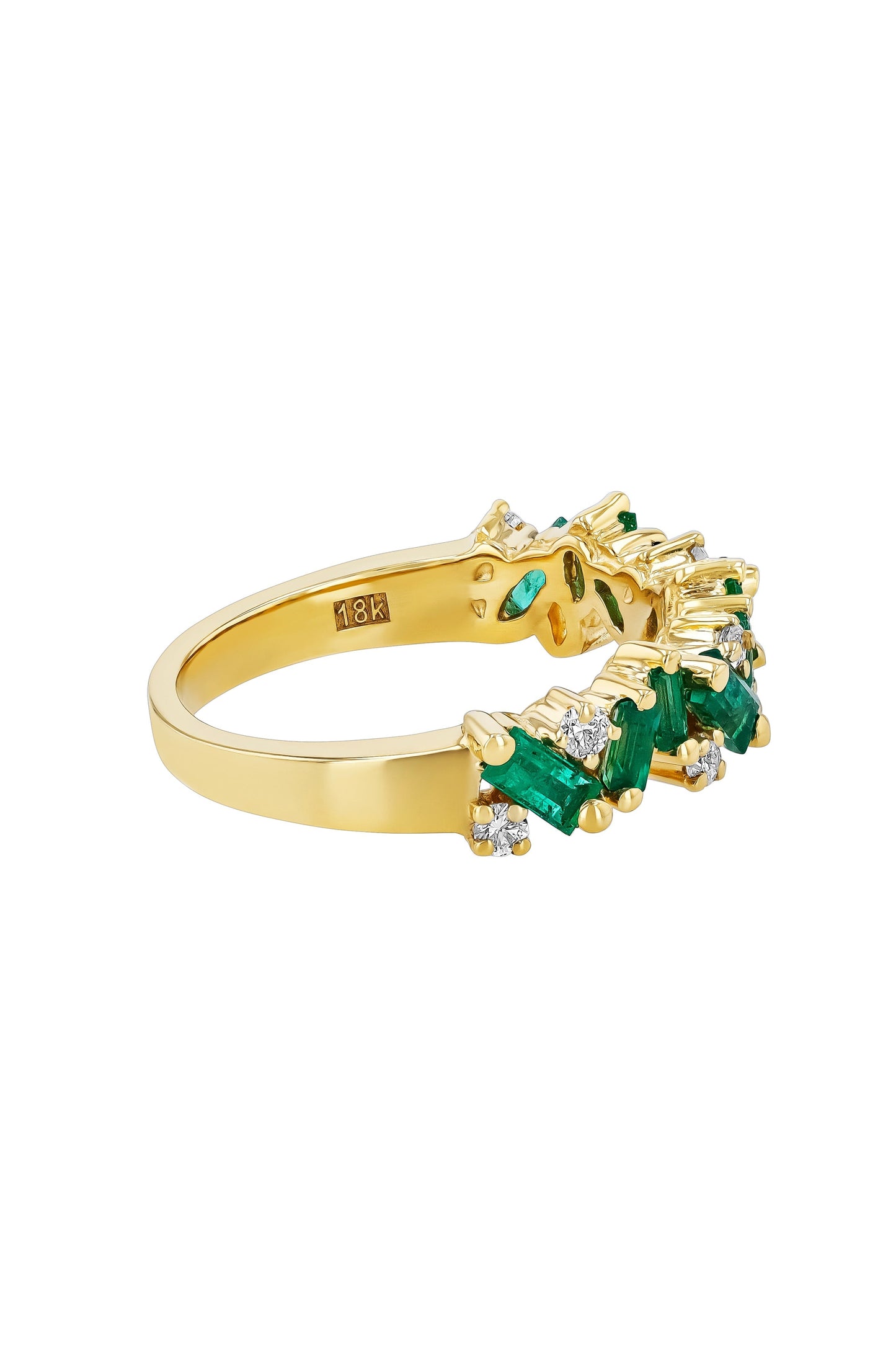 SUZANNE KALAN-Frenzy Emerald Half Band-YELLOW GOLD