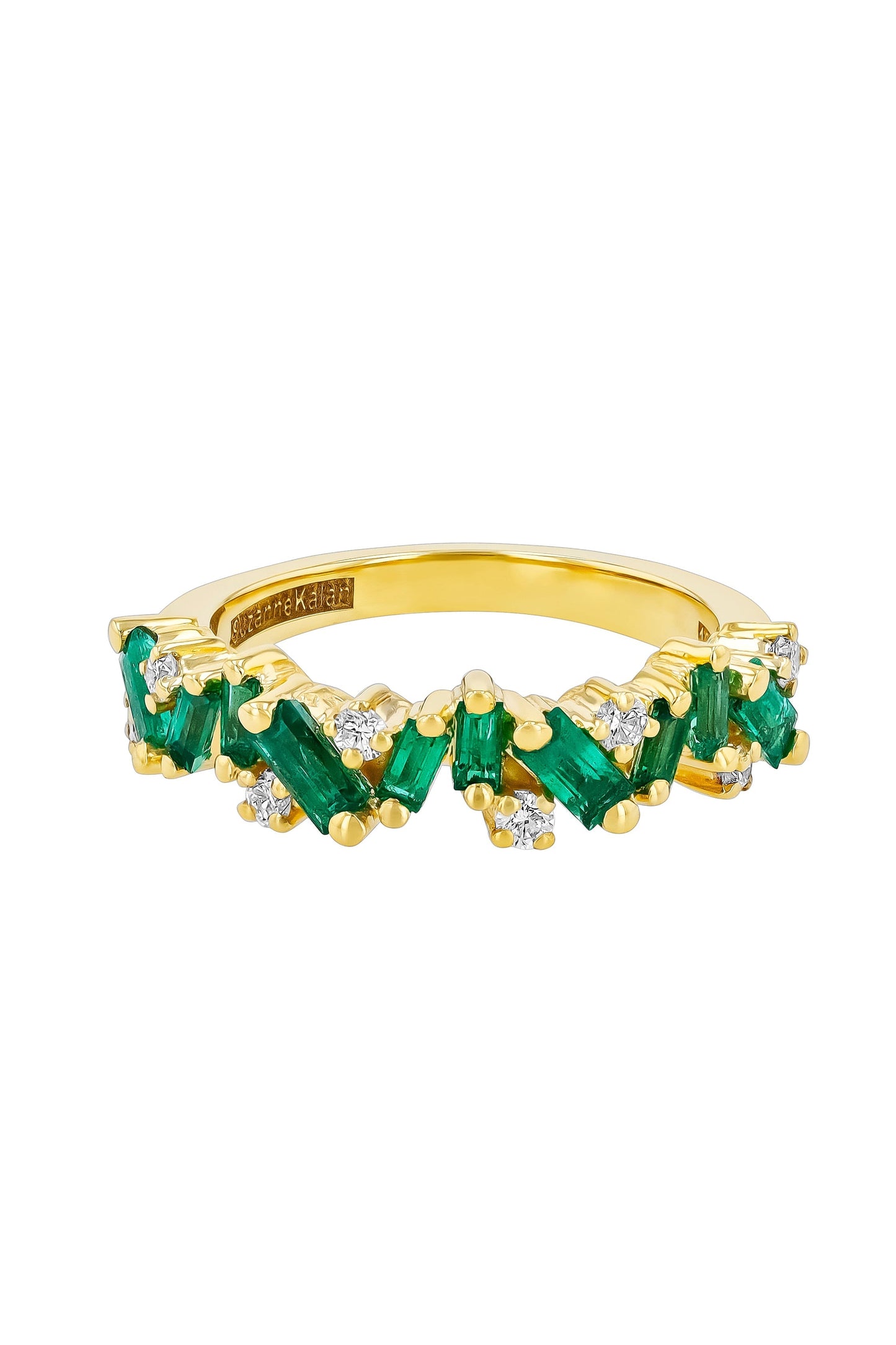 SUZANNE KALAN-Frenzy Emerald Half Band-YELLOW GOLD