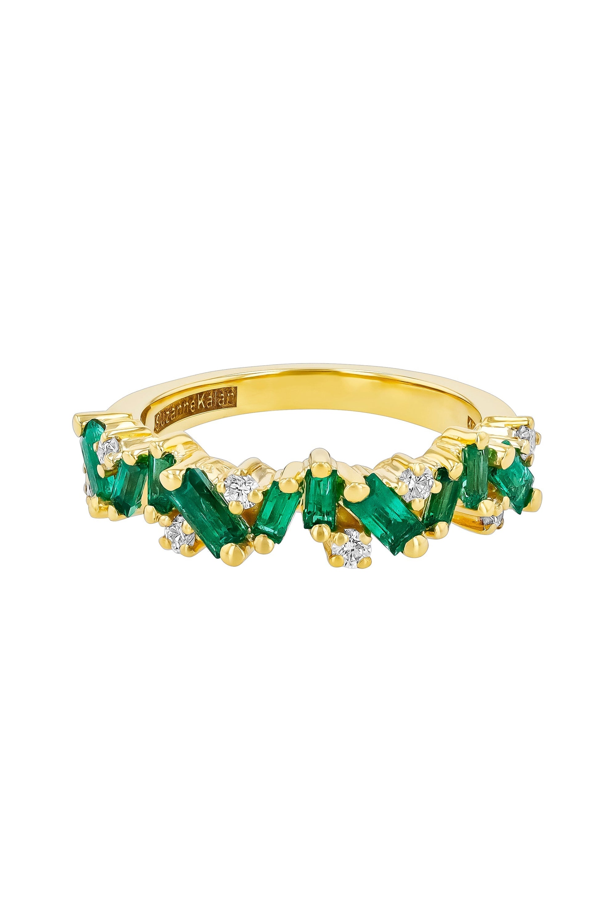 SUZANNE KALAN-Frenzy Emerald Half Band-YELLOW GOLD