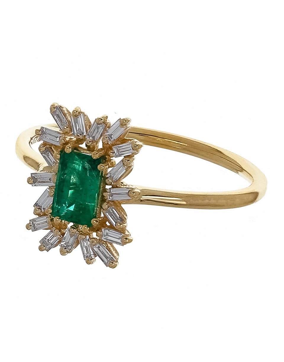 SUZANNE KALAN-Emerald and Baguette Diamond Ring-YELLOW GOLD