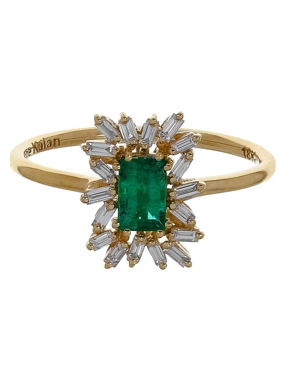 SUZANNE KALAN-Emerald and Baguette Diamond Ring-YELLOW GOLD