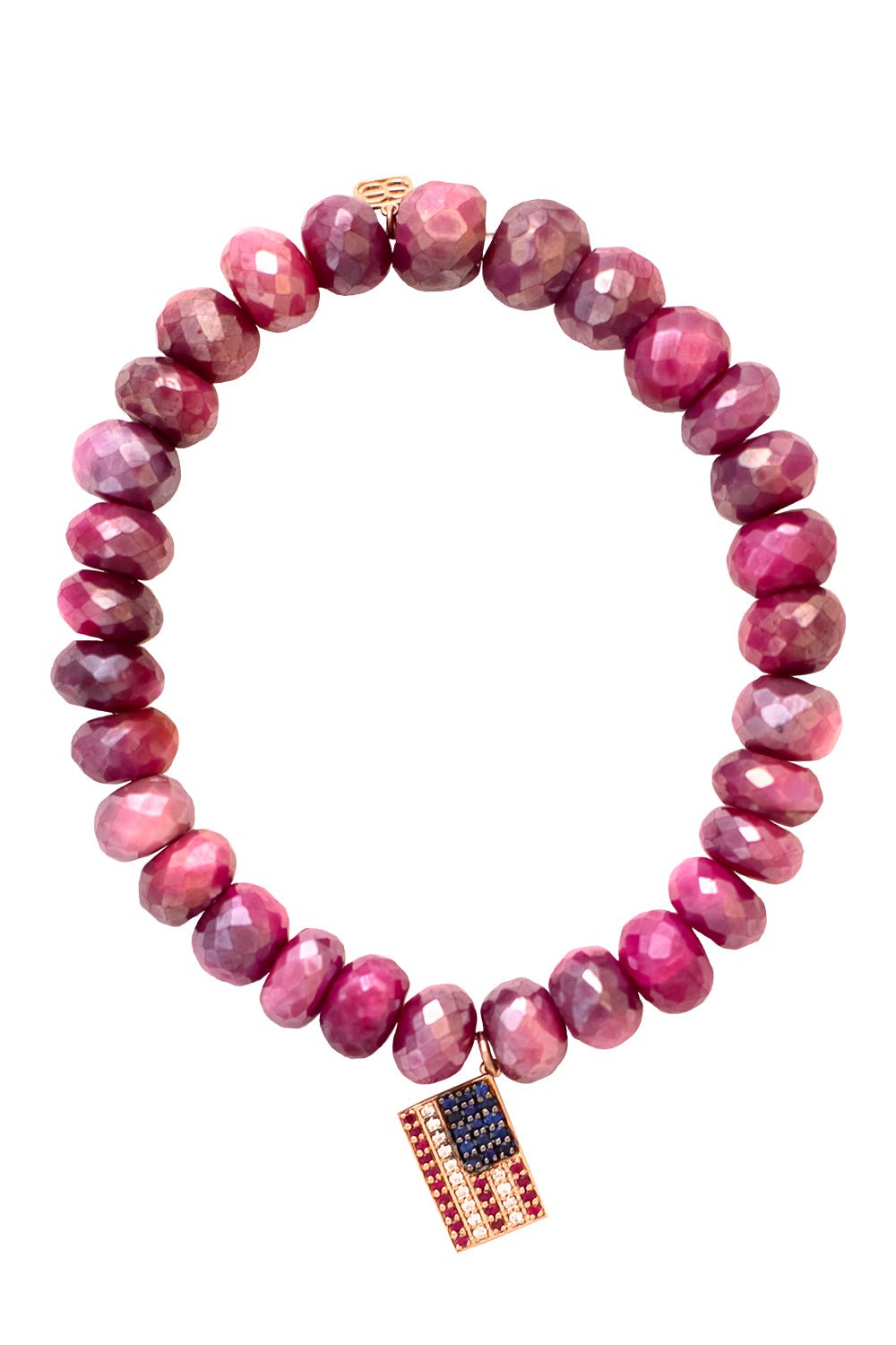SYDNEY EVAN-American Flag Moonstone Charm Bracelet-ROSE GOLD