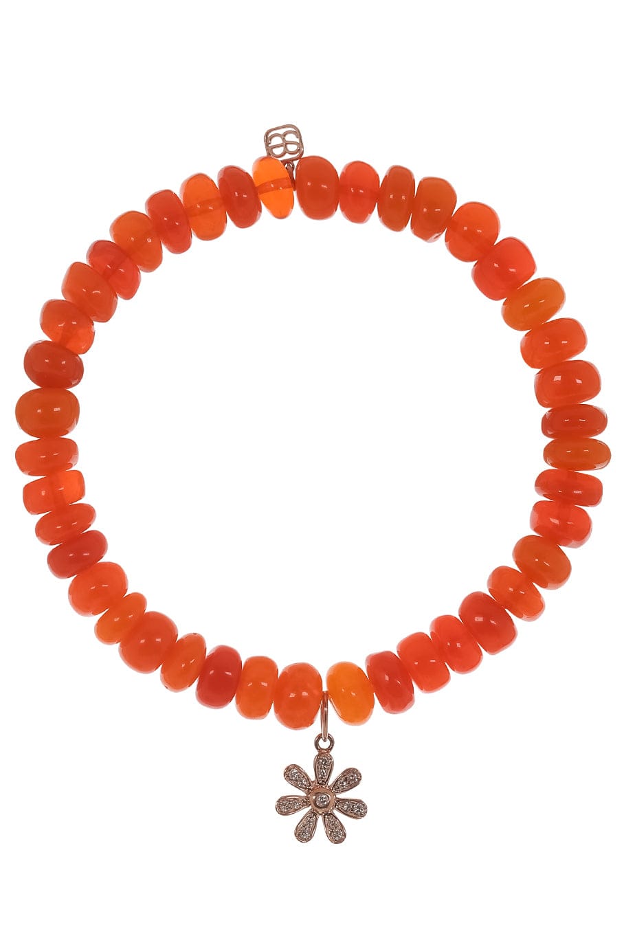 SYDNEY EVAN-Daisy Charm Orange Opal Bead Bracelet-ROSE GOLD