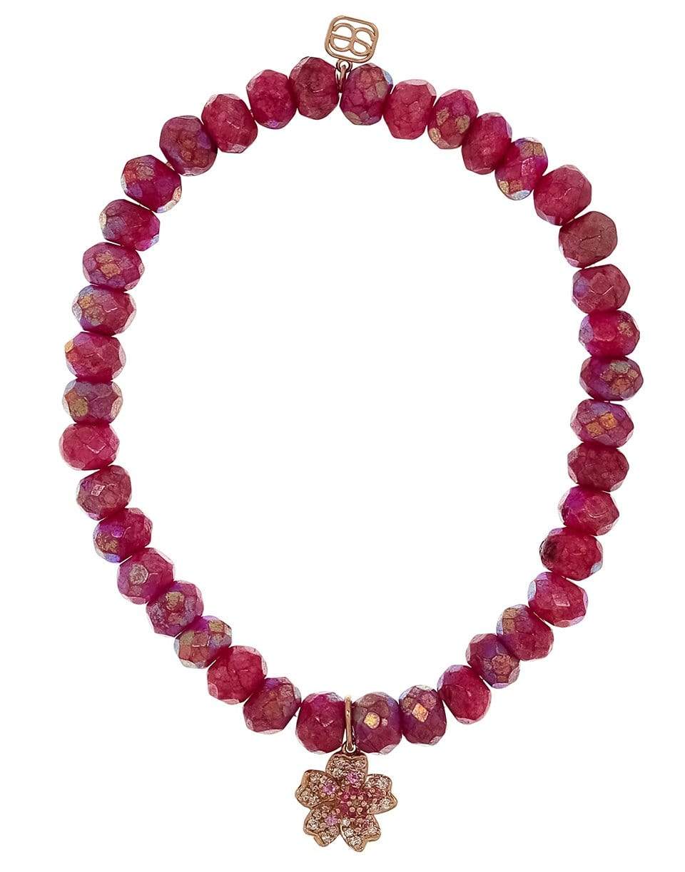 SYDNEY EVAN-Fuschia Moonstone Pave Rose Bead Bracelet-ROSE GOLD