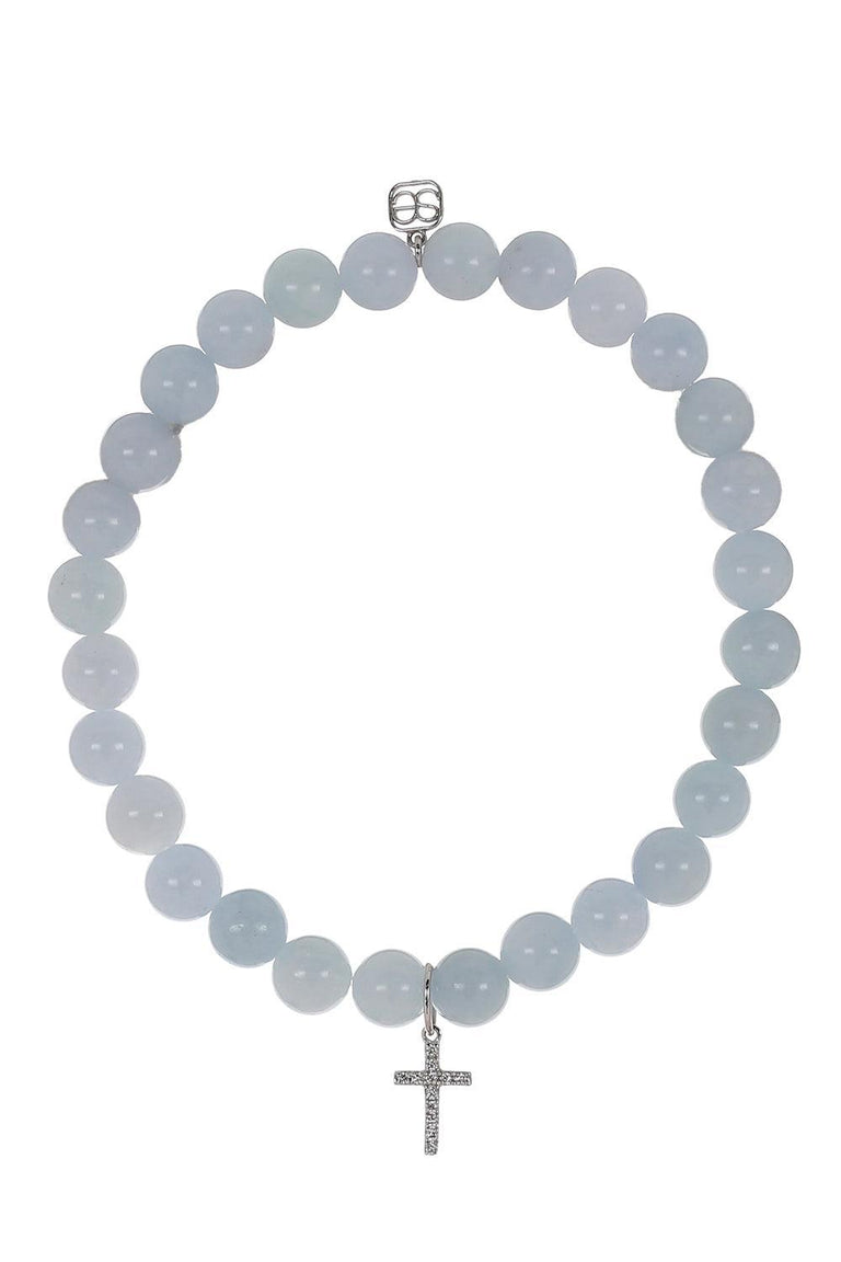 Aquamarine Cross Charm Bracelet