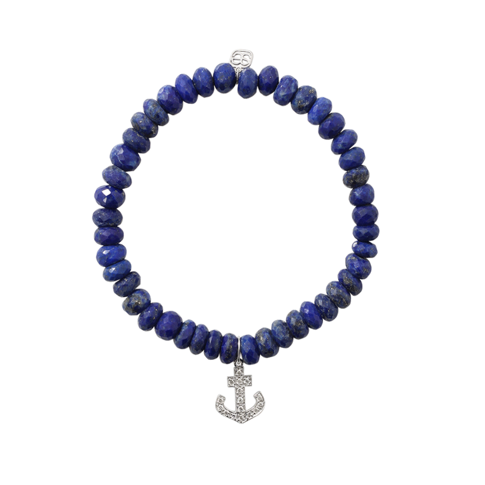SYDNEY EVAN-Diamond Anchor Beaded Bracelet-WHITE GOLD