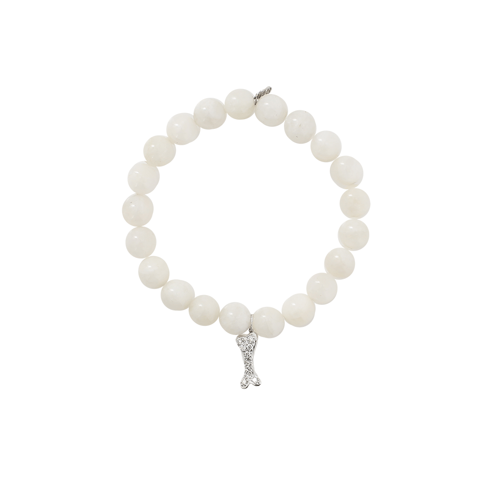 SYDNEY EVAN-Diamond Dog Bone Moonstone Beaded Bracelet-WHITE GOLD