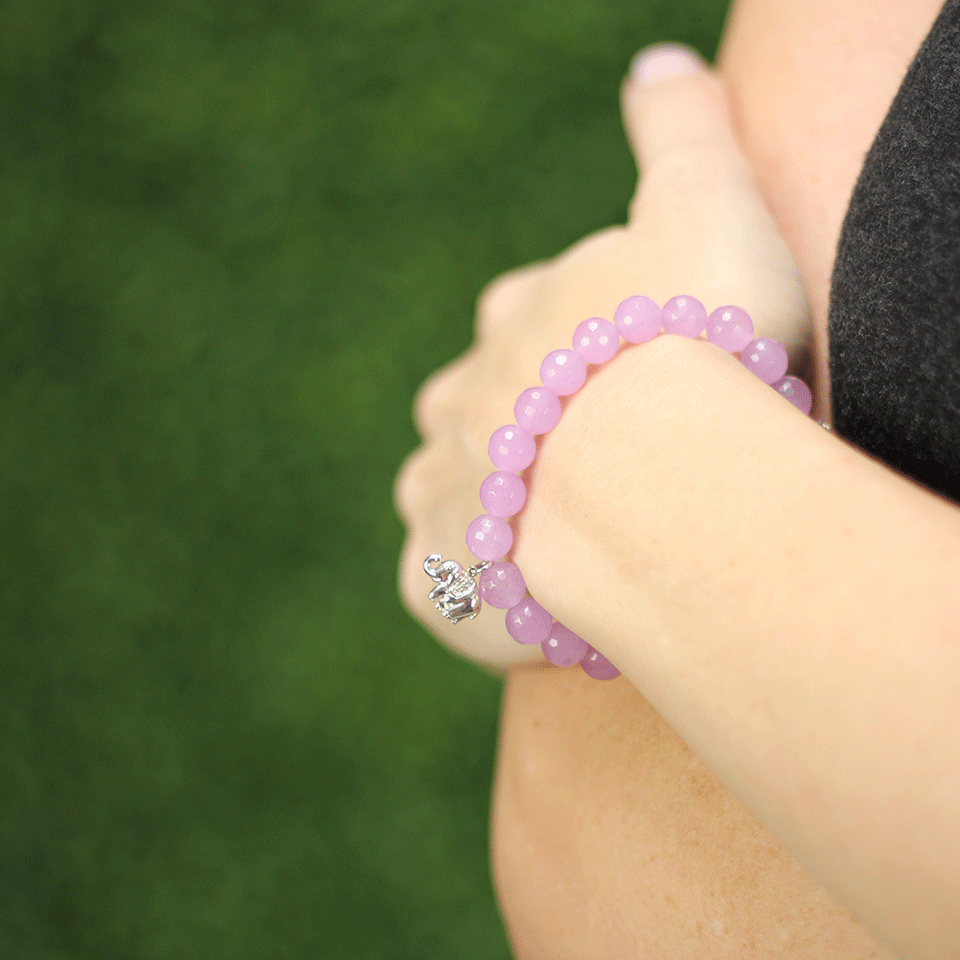 SYDNEY EVAN-Diamond Elephant Beaded Bracelet-WHITE GOLD