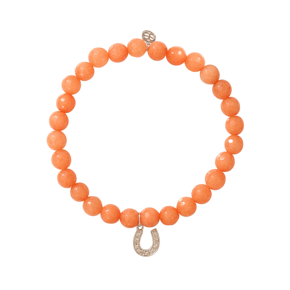 SYDNEY EVAN-Diamond Horseshoe Beaded Bracelet-WHITE GOLD