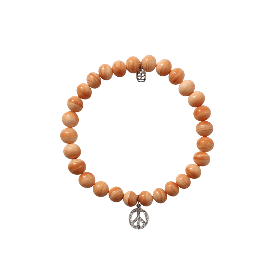 SYDNEY EVAN-Diamond Peace Beaded Bracelet-WHITE GOLD