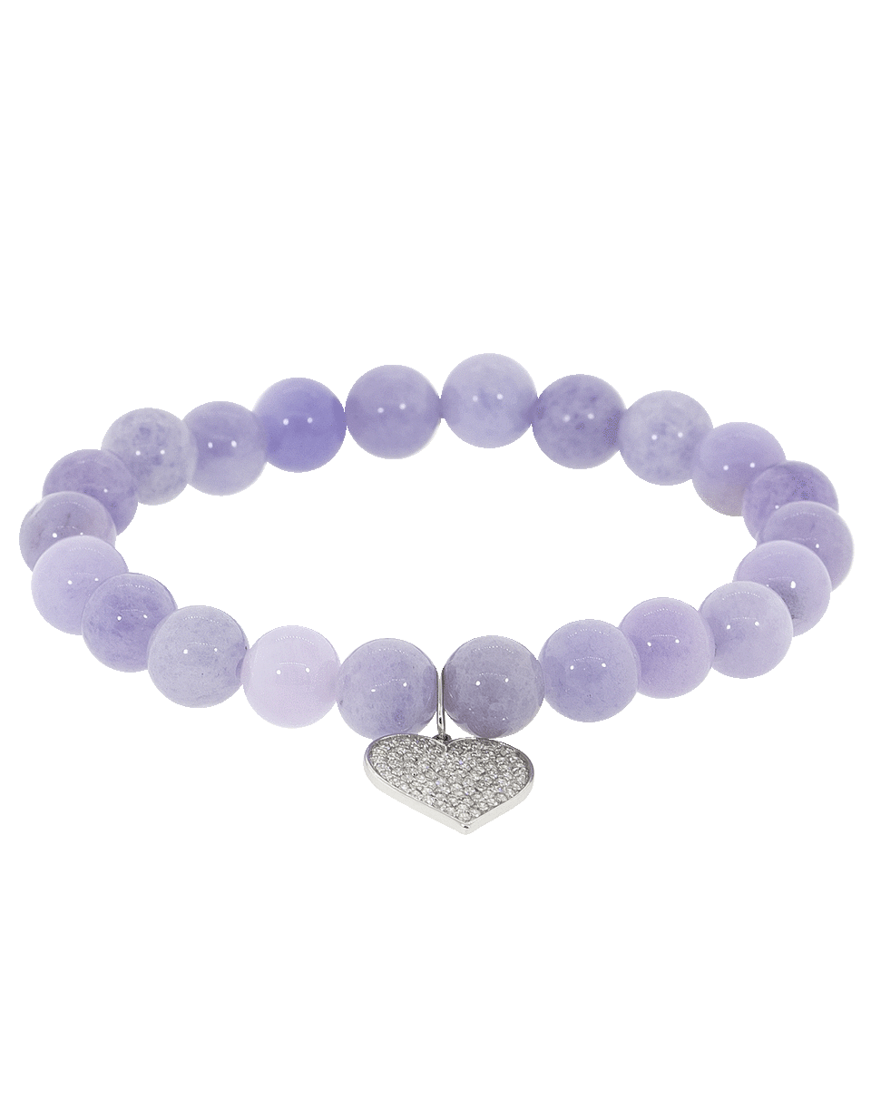 SYDNEY EVAN-Large Pave Diamond Heart Charm Bracelet-WHITE GOLD