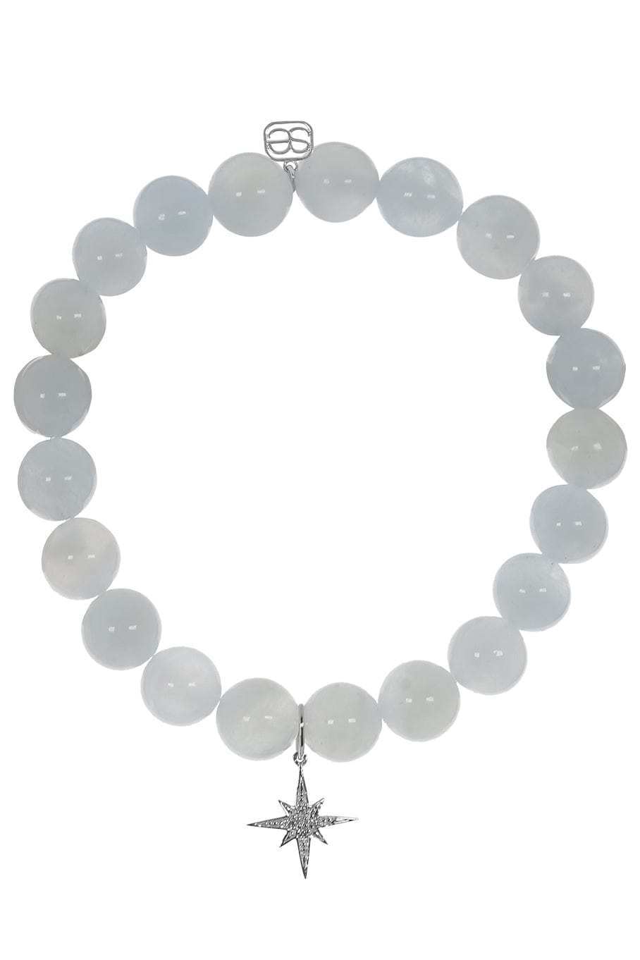 SYDNEY EVAN-Pave Starburst Aquamarine Bead Bracelet-WHITE GOLD