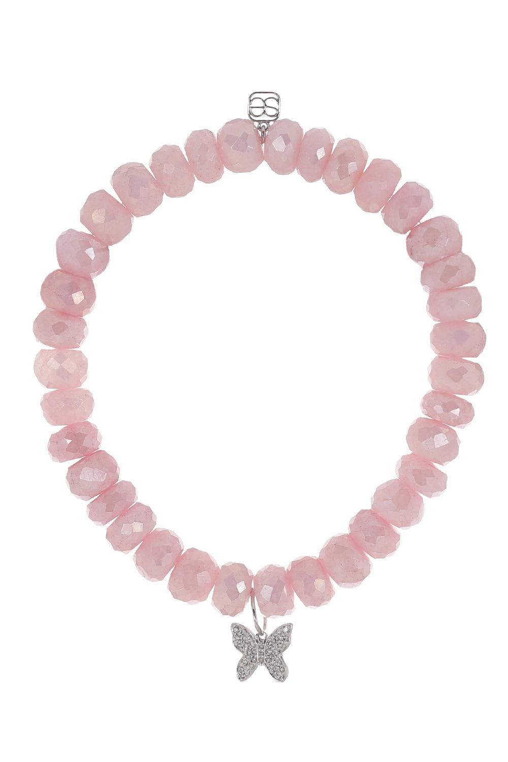 Pink Grapolite Butterfly Charm Bracelet-WHITE GOLD-JEWELRYFINE JEWELBRACELET O-SYDNEY EVAN