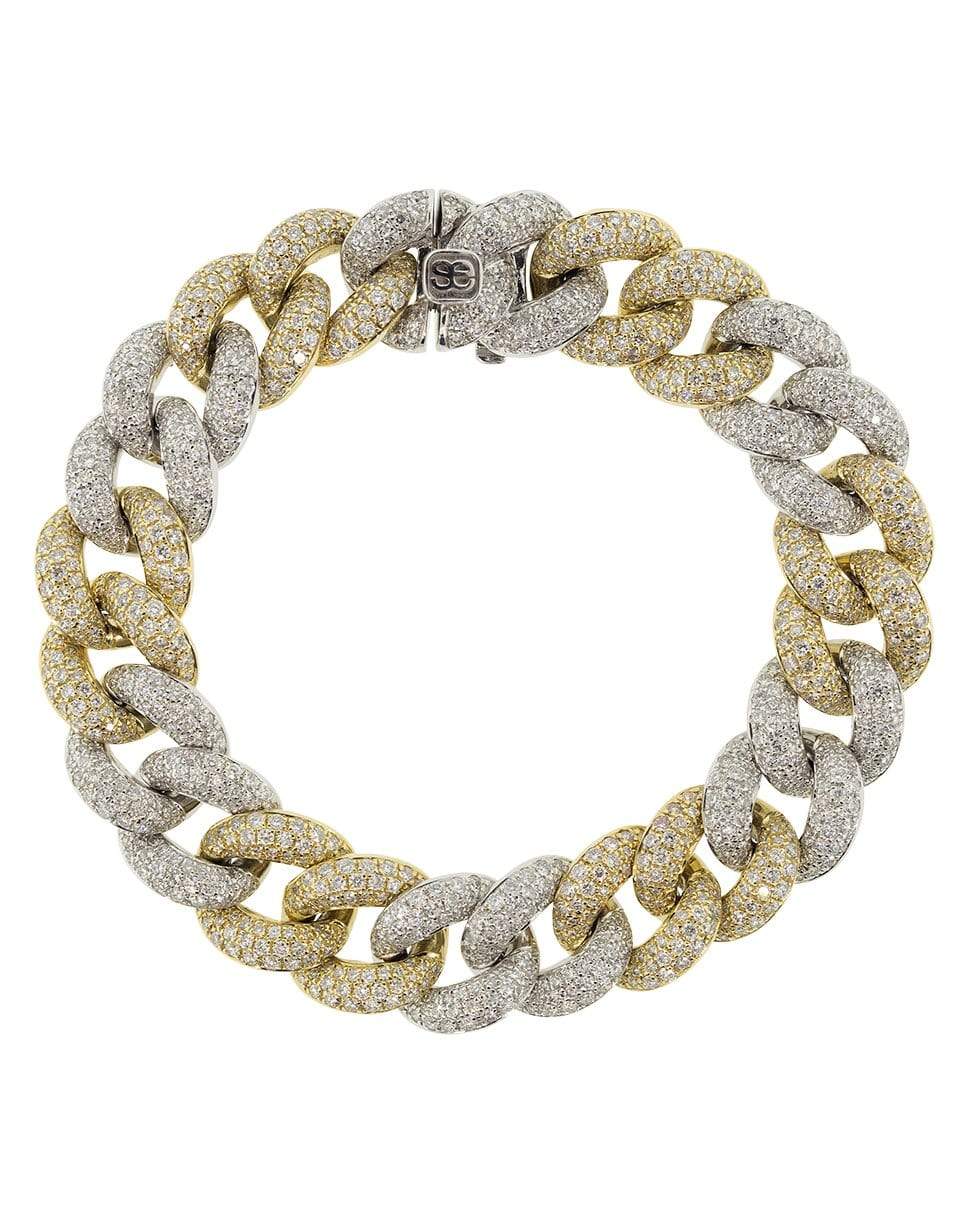 SYDNEY EVAN-White and Yellow Gold Diamond Pave Link Bracelet-WHITE GOLD