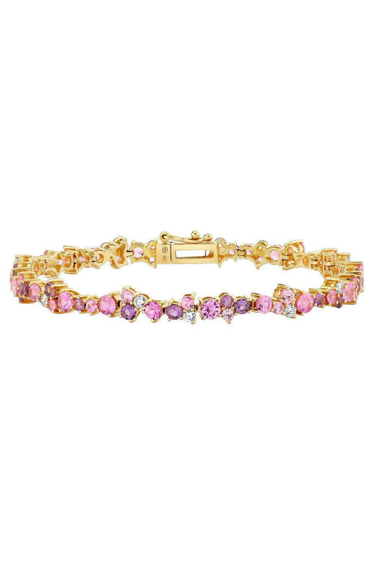 Pink Sapphire Diamond Cocktail Tennis Bracelet