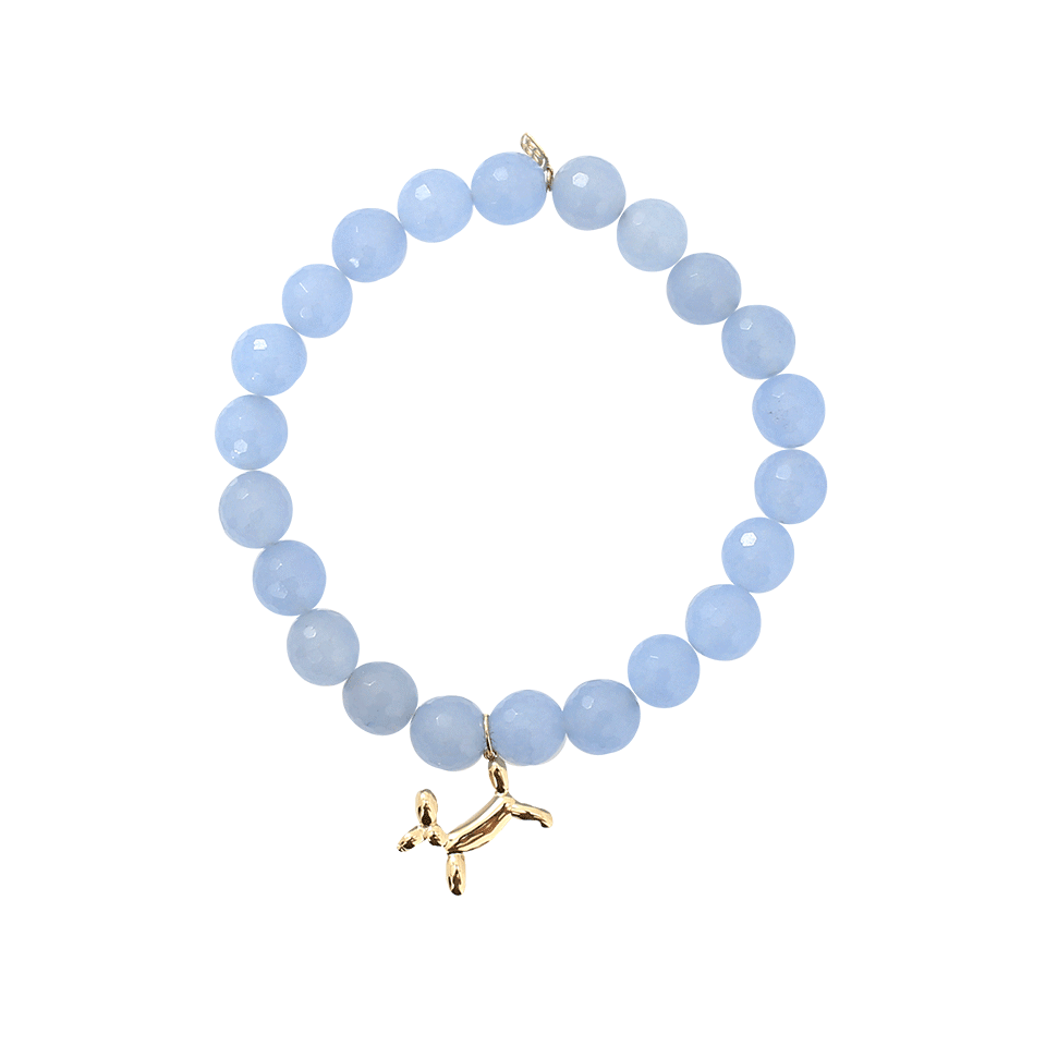 SYDNEY EVAN-Balloon Dog Blue Jade Beaded Bracelet-YELLOW GOLD