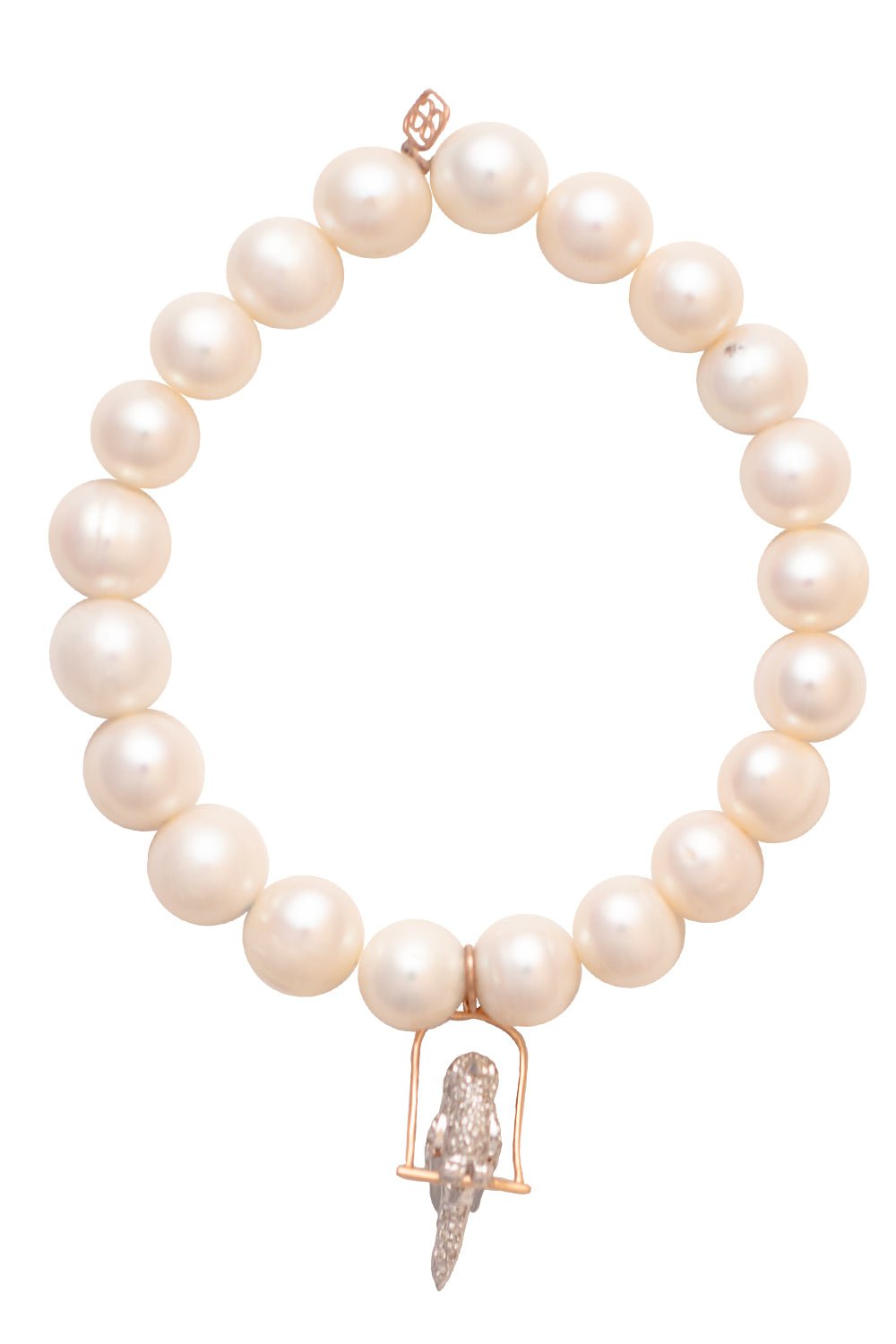 SYDNEY EVAN-Bird Pearl Charm Bracelet-YELLOW GOLD