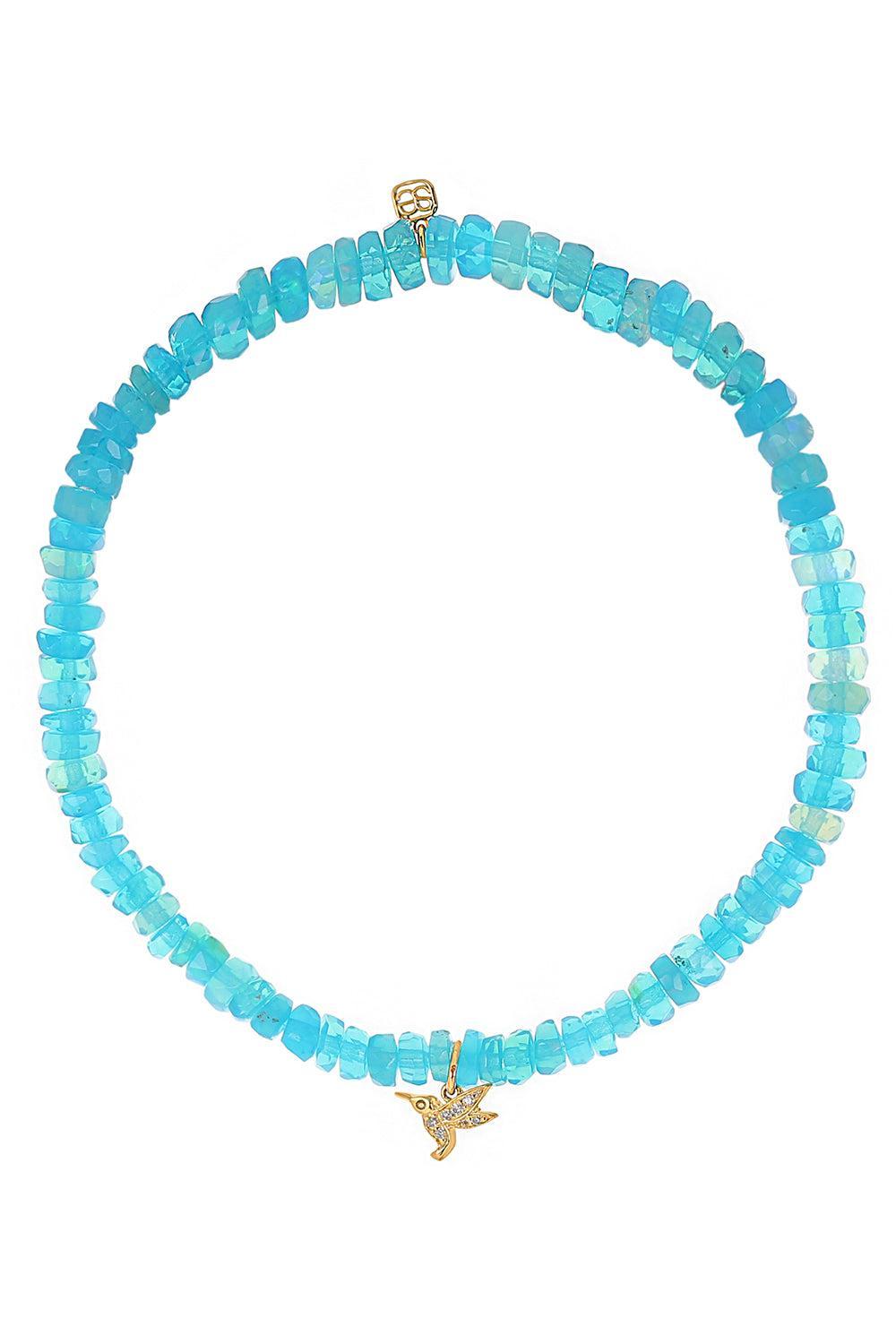 Blue Opal Tiny Hummingbird Charm Bracelet-YELLOW GOLD-JEWELRYFINE JEWELBRACELET O-SYDNEY EVAN