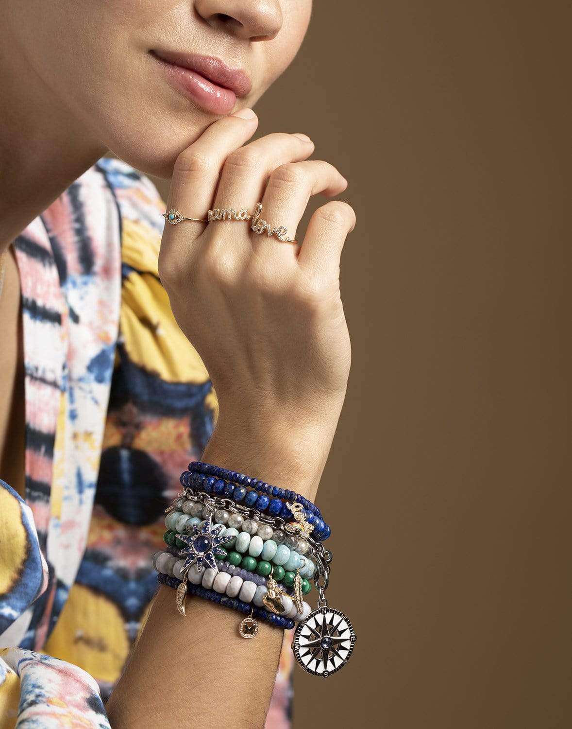 SYDNEY EVAN-Butterfly Lapis Heishi Bead Bracelet-YELLOW GOLD