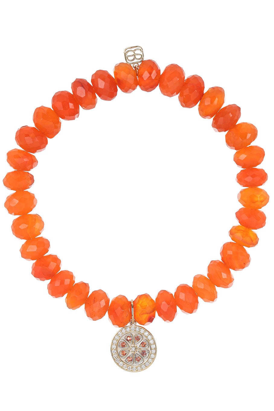 SYDNEY EVAN-Citrus Slice Carnelian Bead Bracelet-YELLOW GOLD