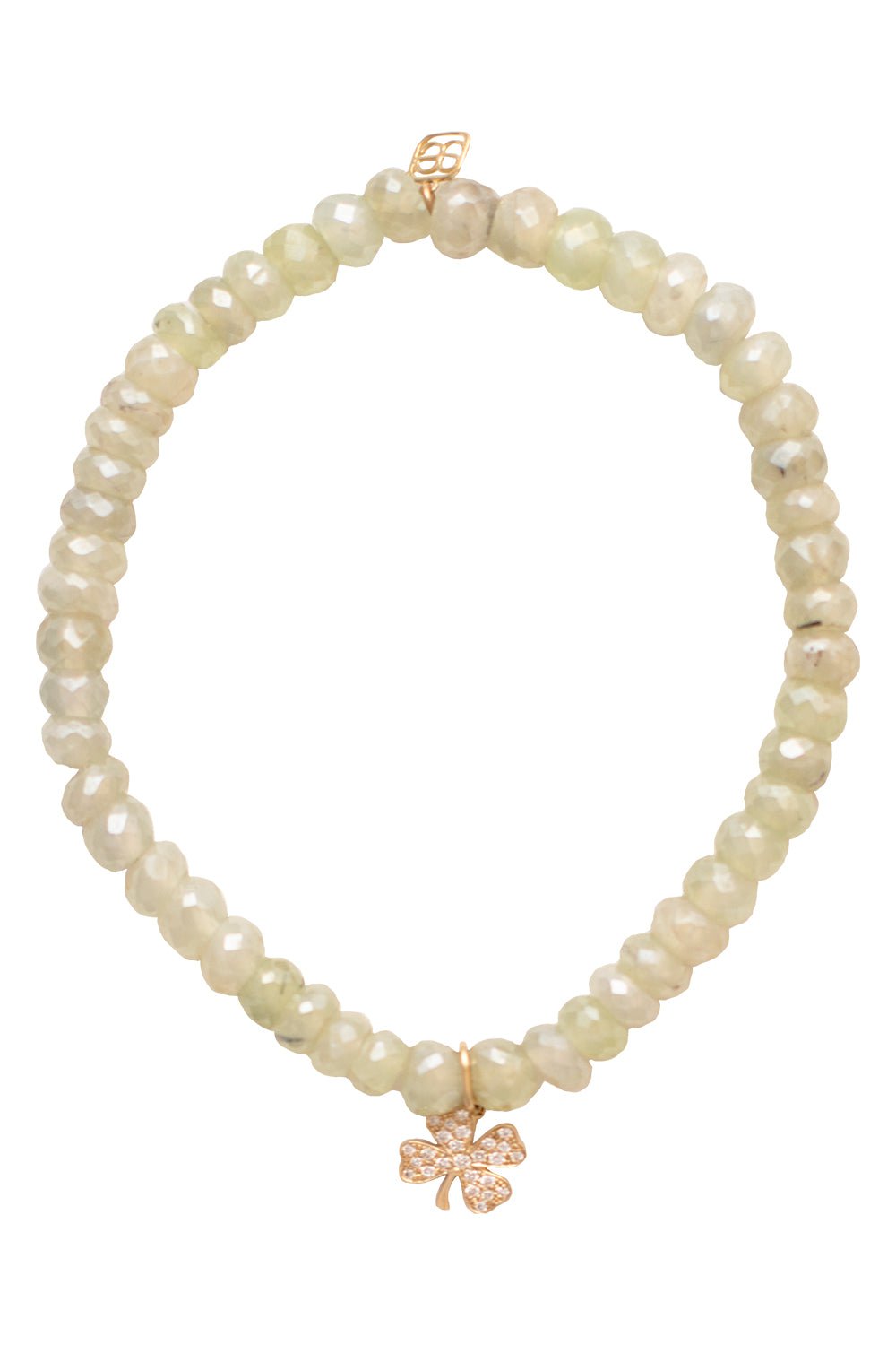 SYDNEY EVAN-Clover Prehnite Charm Bracelet-YELLOW GOLD