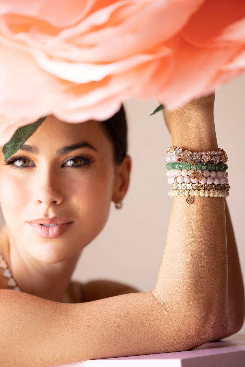 SYDNEY EVAN-Daisy Rondelle Kunzite Bracelet-YELLOW GOLD