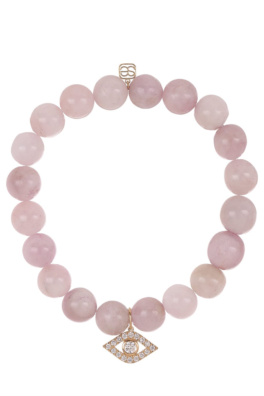 SYDNEY EVAN-Diamond Evil Eye Kunzite Bead Bracelet-YELLOW GOLD