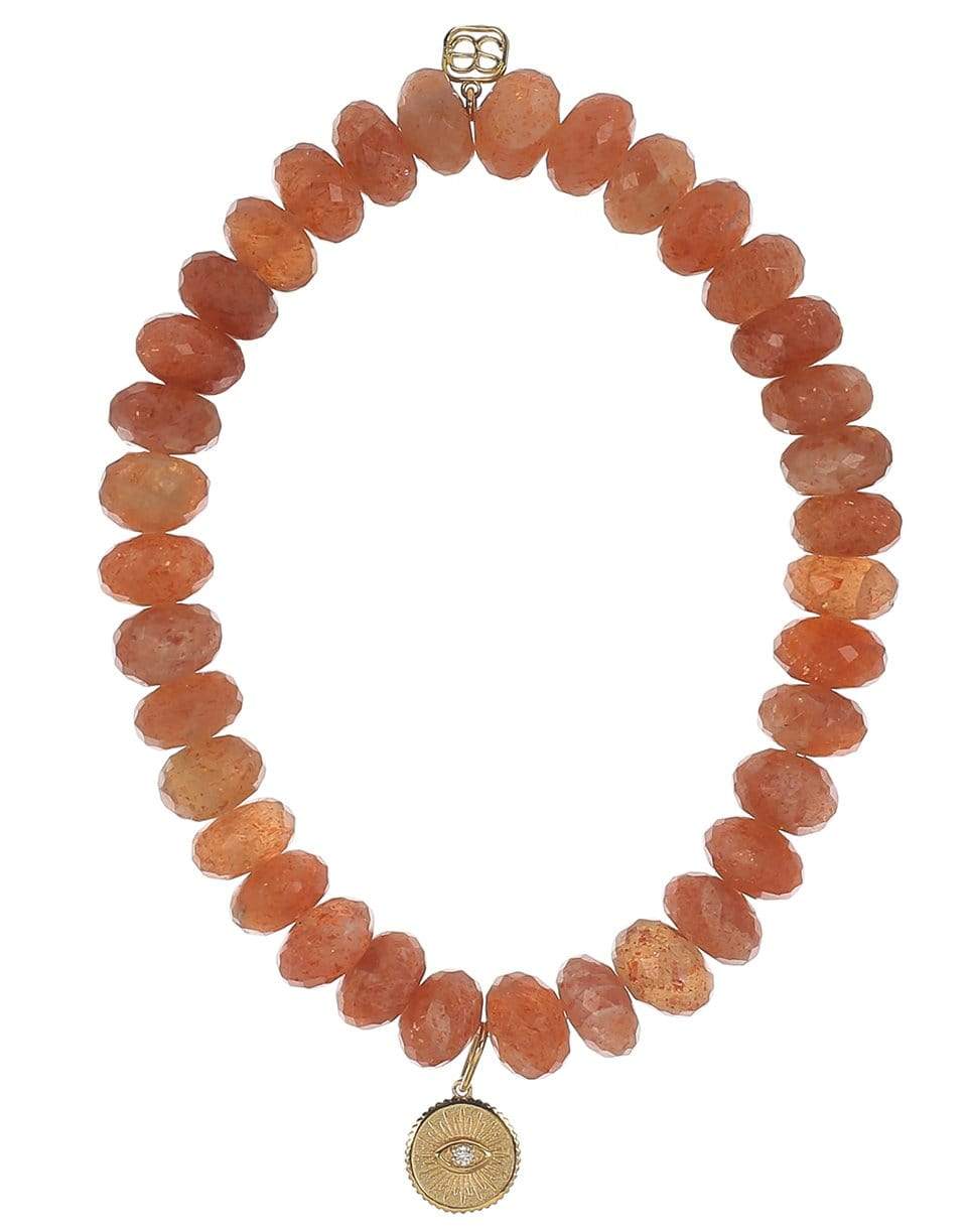 SYDNEY EVAN-Diamond Eye Coin Sunstone Bracelet-YELLOW GOLD