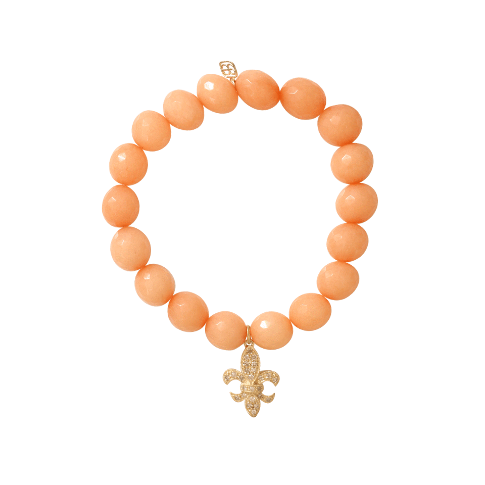SYDNEY EVAN-Diamond Fleur De Lis Beaded Bracelet-YELLOW GOLD