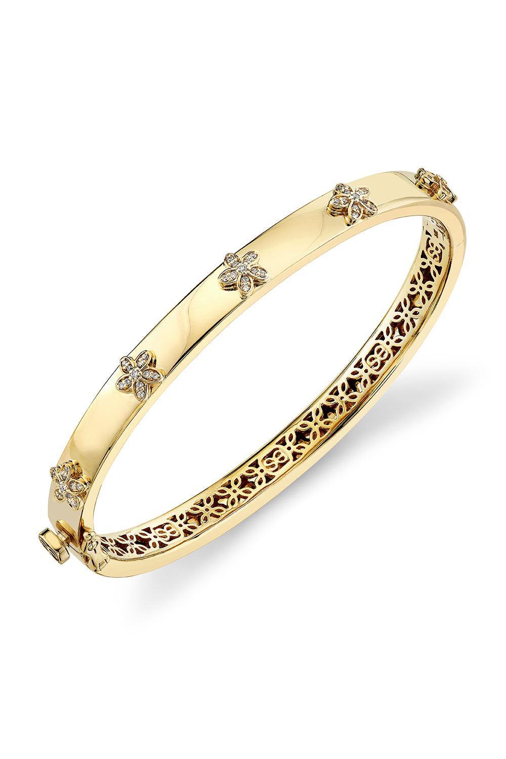Diamond Flower Bangle Bracelet