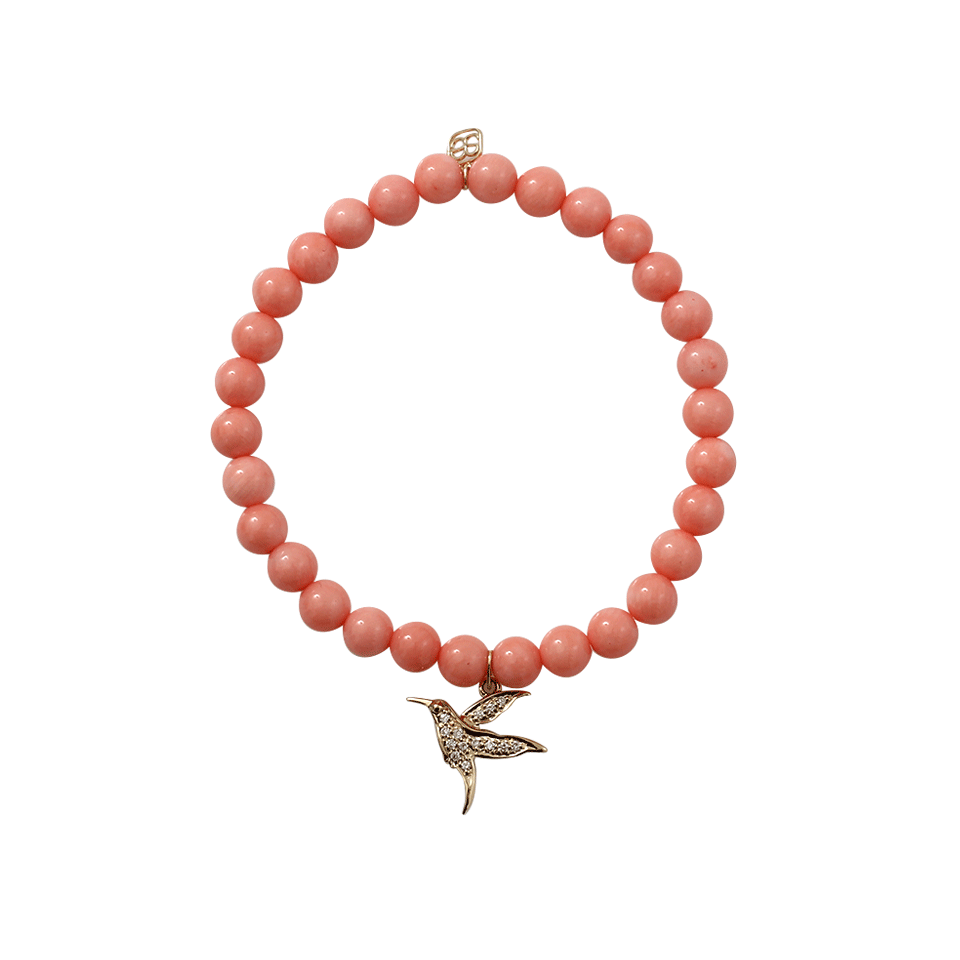 SYDNEY EVAN-Diamond Hummingbird Beaded Bracelet-YELLOW GOLD