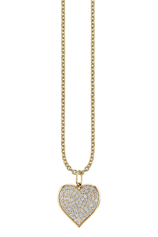 Diamond Pave Large Heart Necklace-YELLOW GOLD-JEWELRYFINE JEWELBRACELET O-SYDNEY EVAN