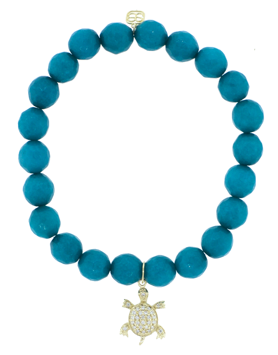 SYDNEY EVAN-Diamond Pave Turtle Charm Bracelet-YELLOW GOLD