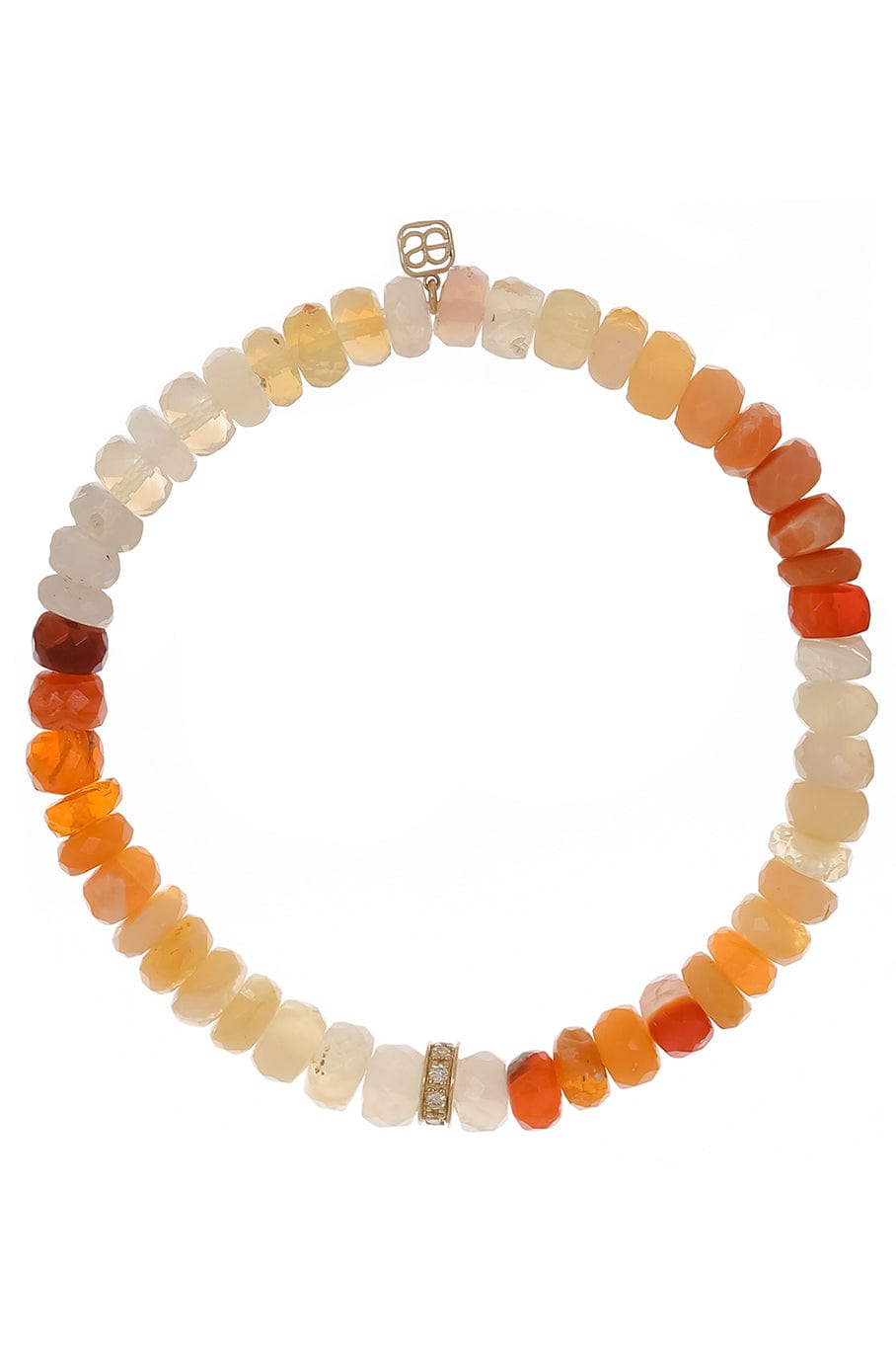 SYDNEY EVAN-Diamond Rondelle Fire Opal Bead Bracelet-YELLOW GOLD