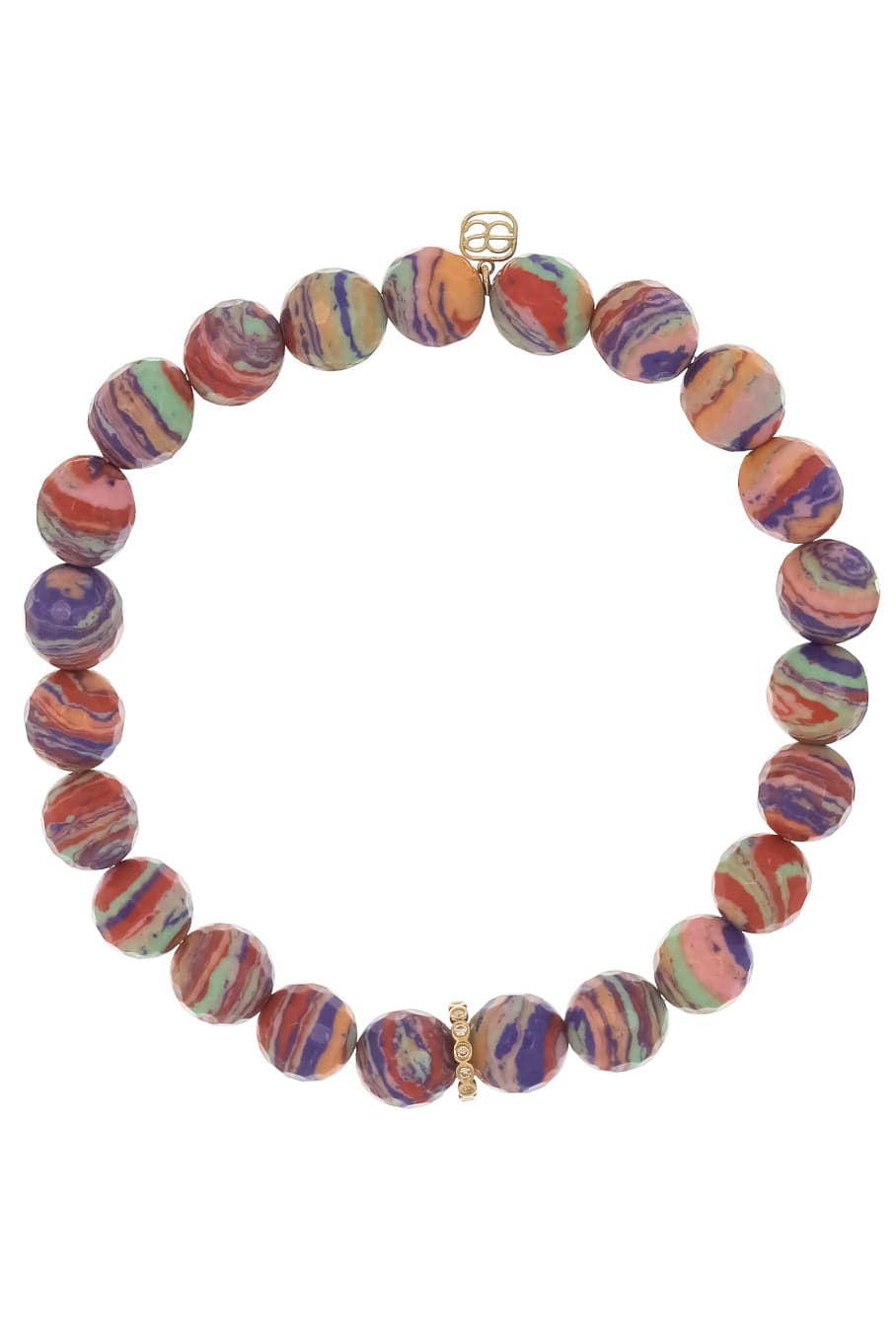 SYDNEY EVAN-Diamond Rondelle Sunstripe Jasper Bead Bracelet-YELLOW GOLD