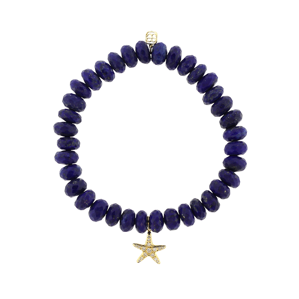 SYDNEY EVAN-Diamond Starfish Lapis Beaded Bracelet-YELLOW GOLD