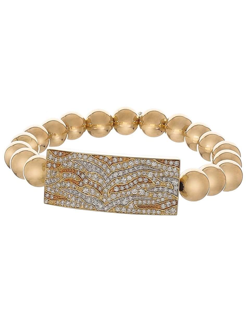 SYDNEY EVAN-Diamond Tiger Stripe Gold Bead Bracelet-YELLOW GOLD