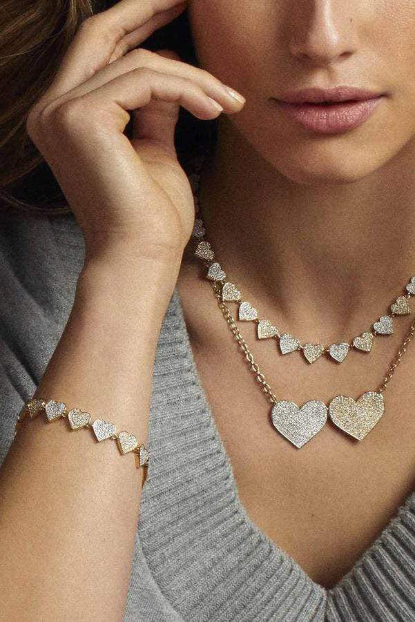SYDNEY EVAN-Double Heart Eternity Bracelet-YELLOW GOLD